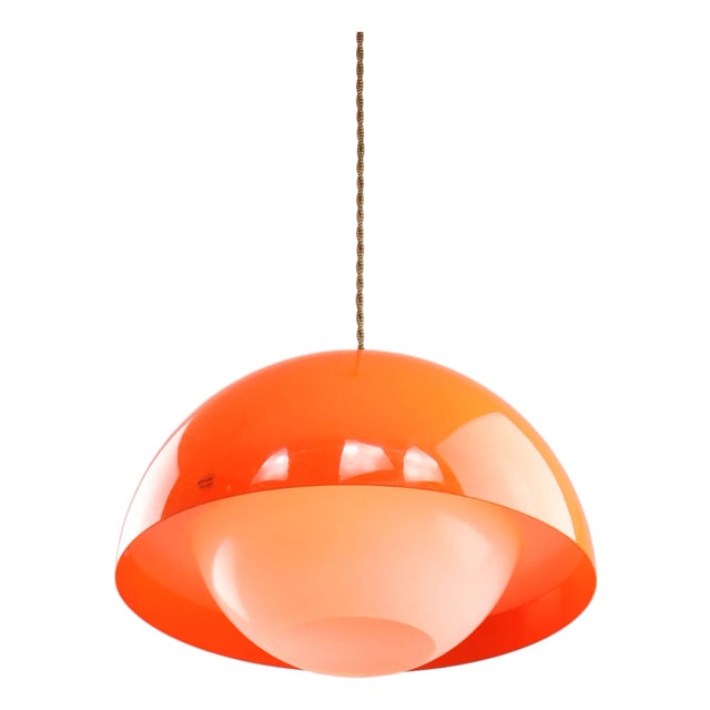 Italian Space Age Pendant in Chrome and Acrylic Glass, 1970s For Sale