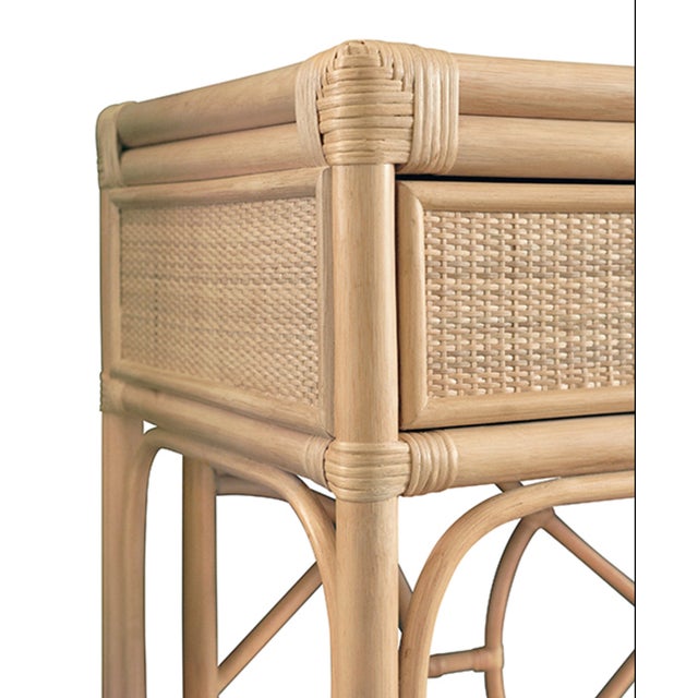 Wood Matthew Izzo Home Gideon Natural Rattan Two Drawer Console For Sale - Image 7 of 10