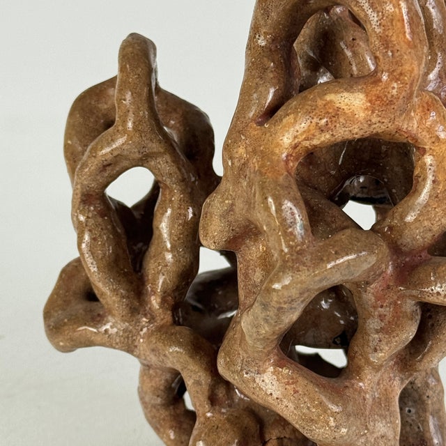 Ceramic Vintage Studio Pottery Sculpture of Interwoven Deep-Sea Like Plant Form For Sale - Image 7 of 8