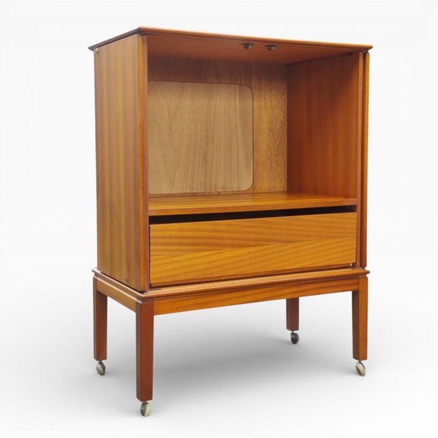 Mid-Century Modern Danish Teak Bar Cabinet on Castors, 1970s For Sale - Image 4 of 11