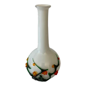 Murano White Blown Glass Flower Vase