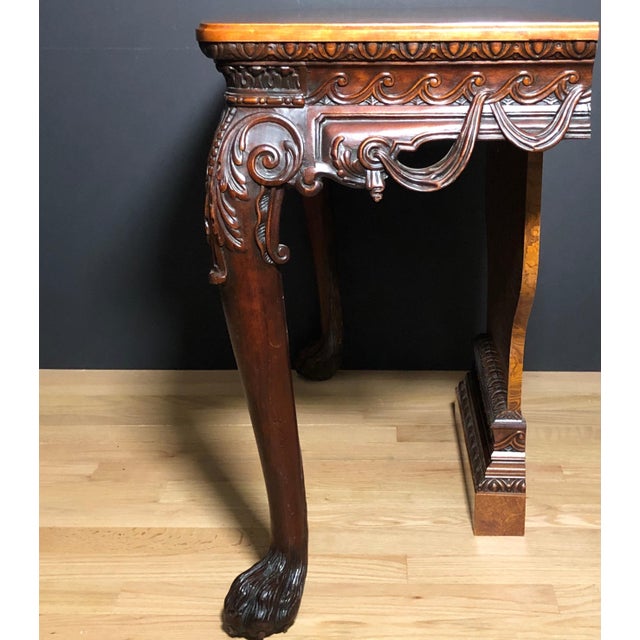 Late 19th Century Pair of 19th Century English Regency Burl And Mahogany Console Tables For Sale In New York - Image 6 of 7