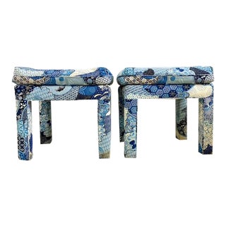 Pillow Top Fully Upholstered Ottomans- a Pair For Sale