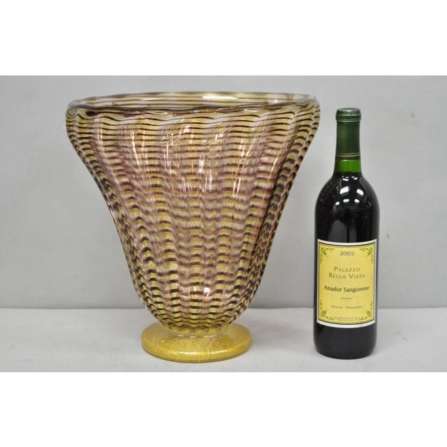 Vintage Mid Century Modern Ercole Barovier "Zebrato/Zebrati" Murano Art Glass Vase for Ferro Toso Barovier. Item features...