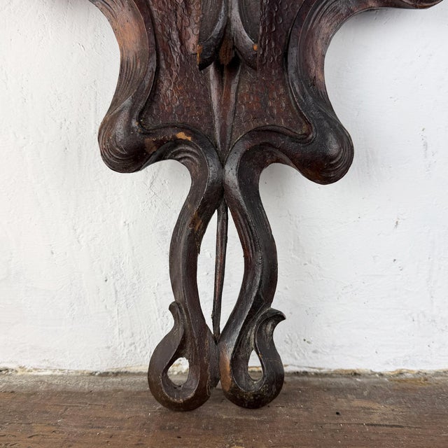 Antique Italian Liberty Art Nouveau Wall Shelf in Carved Wood, 1890s For Sale - Image 9 of 16