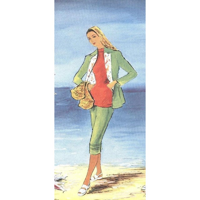 1947 Mid-Century French Summer Beach Fashion Print For Sale - Image 4 of 4