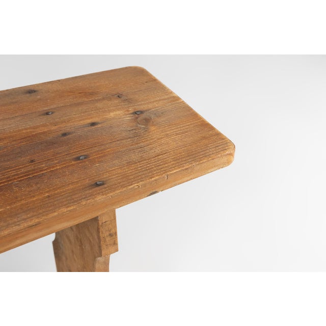 Brown Art Deco Bench in Wood, France, 1940s For Sale - Image 8 of 12