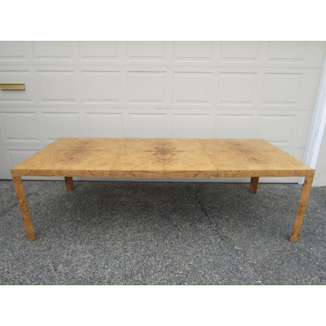 Burl Walnut Extendable Parsons Dining Table by Edward Wormley for Dunbar For Sale - Image 11 of 18
