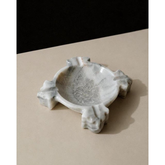 Mid-Century Mexican Marble Ashtray with Engraved Aztec Motif, 1970s For Sale - Image 12 of 12