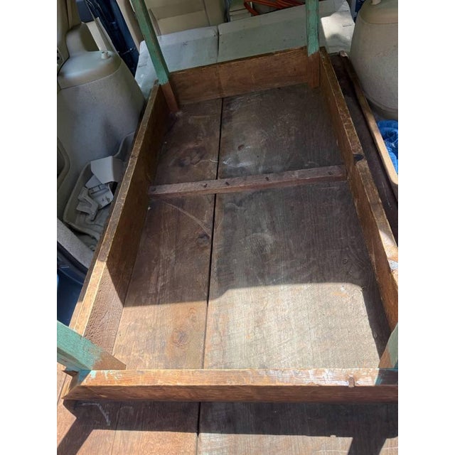 American Antique Early American Primitive Rustic Painted Dining Table. For Sale - Image 3 of 16