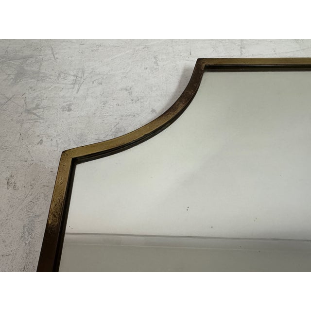 Metal Italian Brass Shield Shape Mirror, 1950s For Sale - Image 7 of 15