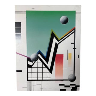 Original Postmodern New Wave Hard Edge Graphic Airbrushed Painting For Sale