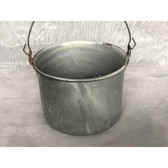 Metal Antique Enamelware Bucket Pail Planter Cachepot For Sale - Image 7 of 12