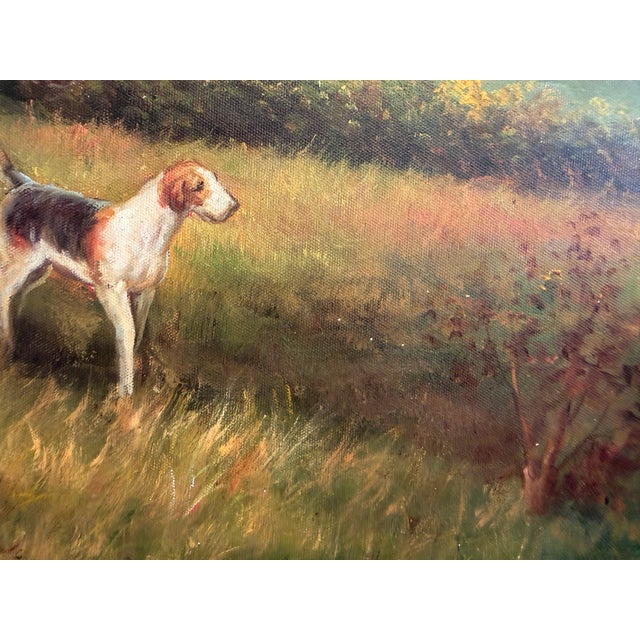 English Oil Painting English Fox Hunt Horses Hounds Hunting Scene Landscape Art For Sale - Image 3 of 10