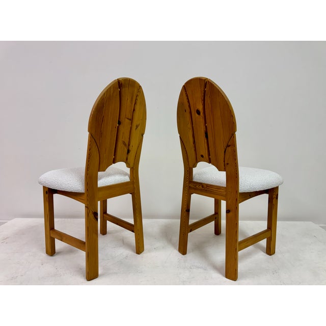 Vintage Scandianavian Dining Chairs in Pine and Boucle, 1970s, Set of 6 For Sale - Image 6 of 18
