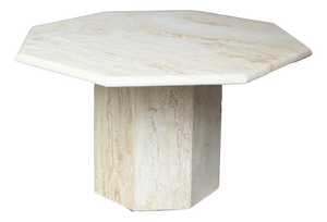 Italian Minimalist Octagonal Travertine Coffee Table, 1970s