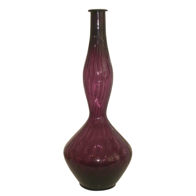 Italian Mid-Century Modern Tall Blown Genie Bottle, Decanter For Sale - Image 10 of 10