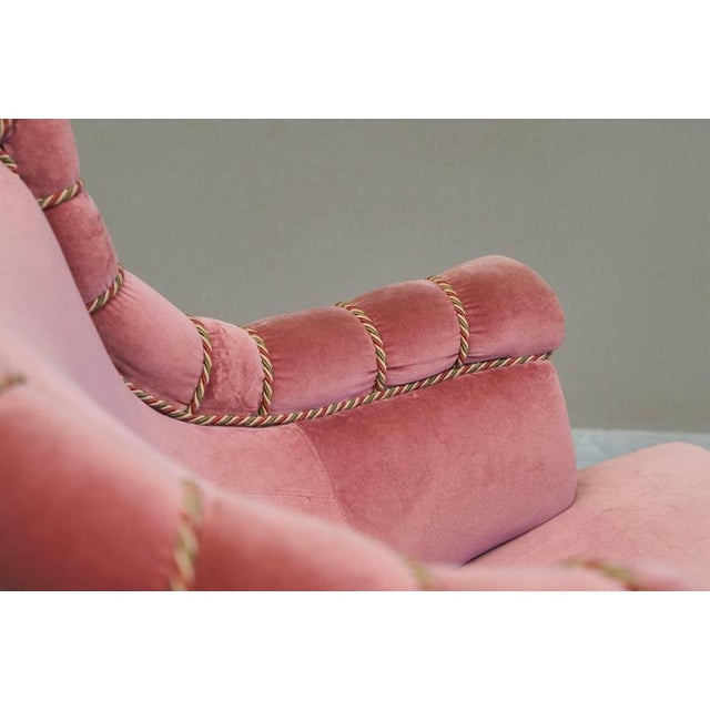Late 19th Century Lounge Chair in Pink Velvet For Sale - Image 9 of 13