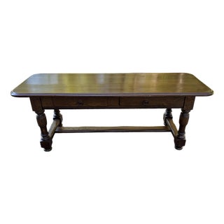 Vintage Rustic Coffee Table With Two Drawers For Sale