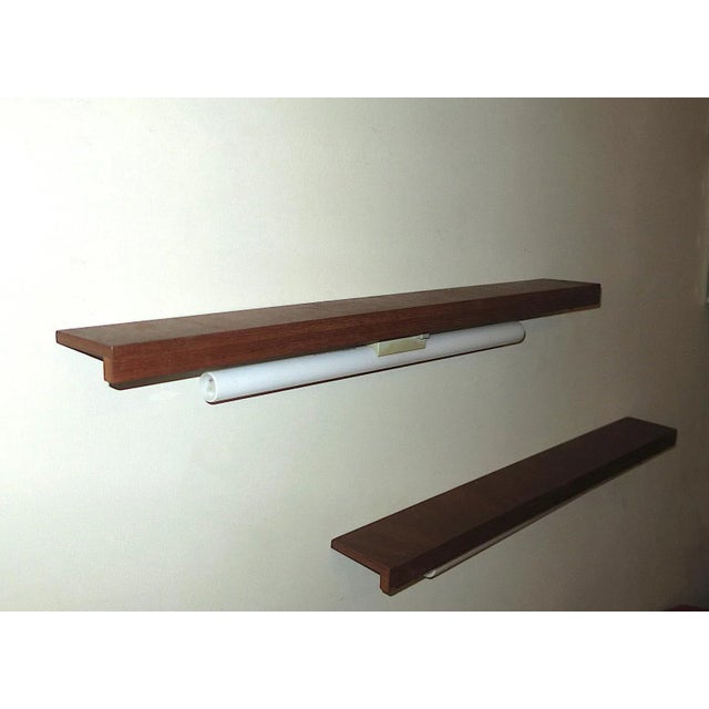 Narrow Danish Teak Shelves with Wall Lights, 1960s, Set of 2 For Sale - Image 9 of 9