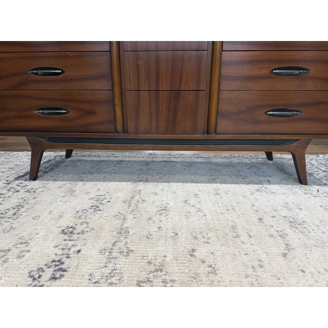 Mid-Century Modern Vintage Mid-Century Modern Walnut Long Dresser With Mirror Kent Coffee Style For Sale - Image 3 of 16