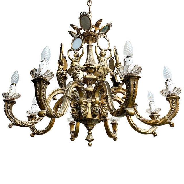 First Half of the 20th Century Golden Bronze Chandelier For Sale - Image 6 of 15