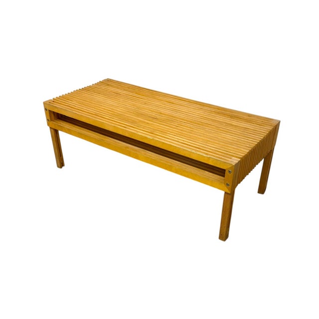 Mid-Century Modern Mid-Century Modern Architect Style Layered Plywood Slat Coffee Table With Built-in Storage For Sale - Image 3 of 7