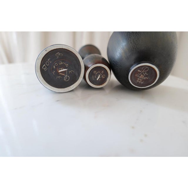 Mid-Century Modern Black Vases by Carl-Harry Stålhane for Rörstrand, 1950s, Set of 3 For Sale - Image 16 of 17