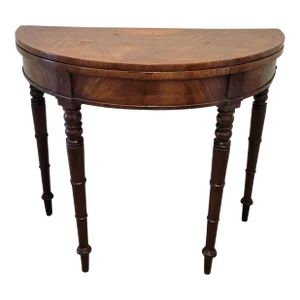 18th Century George III Period Inlaid Mahogany Half Round Card Table