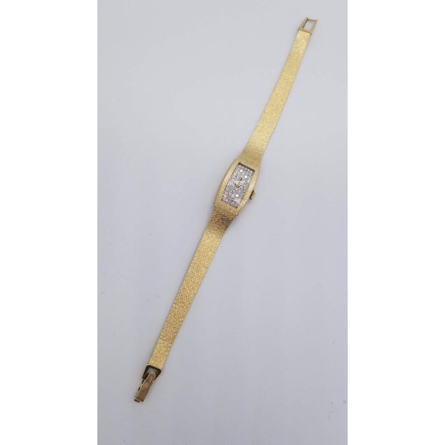 Mid Century Gold Diamond-Encrusted Women's Wristwatch by Omega For Sale - Image 9 of 10