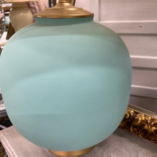 Vintage Aqua Glass Globe Table Lamp For Sale - Image 10 of 11