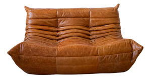 Pine Leather Togo 2-Seater Sofa by Michel Ducaroy for Ligne Roset