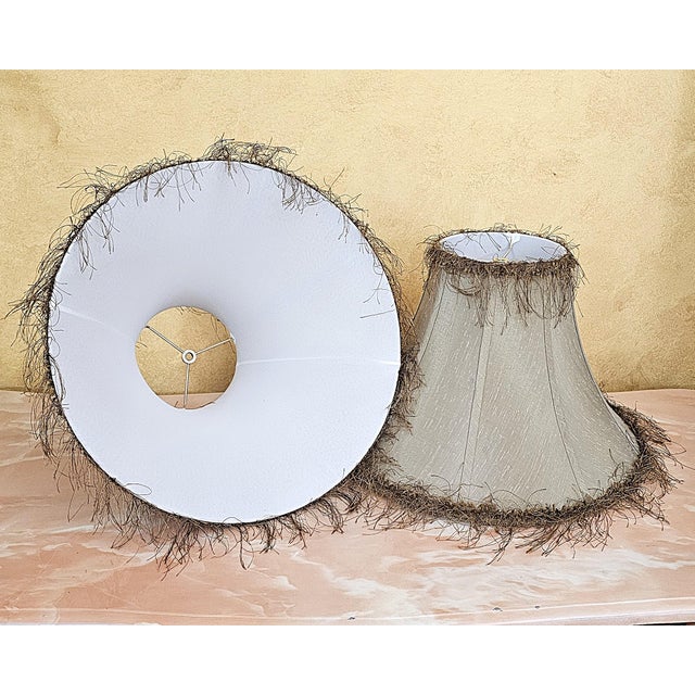 Pair of Vintage Neoclassical Urn Table Lamps With Decorative Fringe Shades For Sale - Image 15 of 18