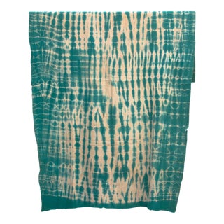 Vintage African Teal Resist Wave Throw For Sale