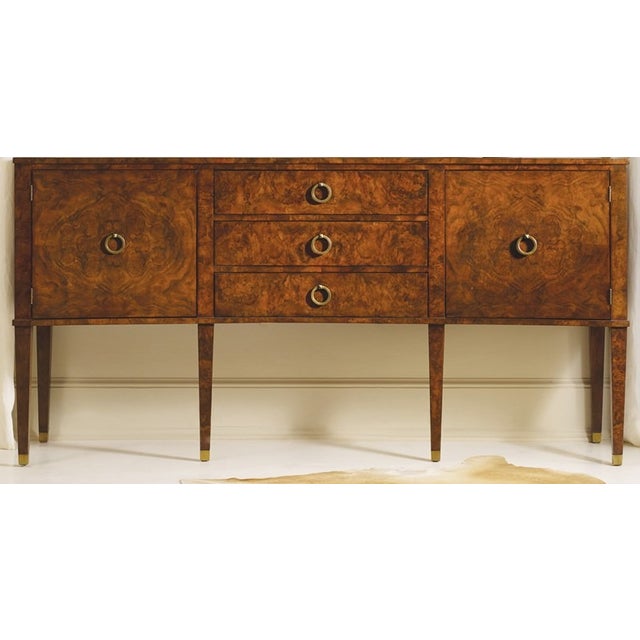 Traditional Modern History Concave Walnut Inlay Buffet For Sale - Image 3 of 3