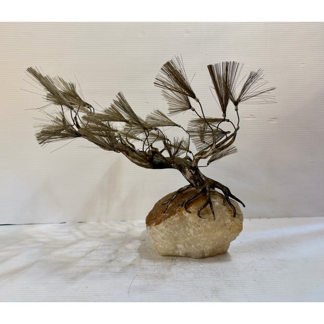 Mid-Century Modern Mid 20th Century Brass and Marble Bonsai Sculpture in the Style of Curtis Jere For Sale - Image 3 of 8