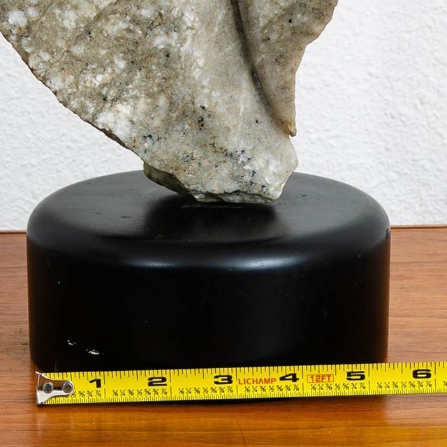 Mid Century Modern Abstracted Stone Sculpture Statue Carved Marble With Wooden Base For Sale - Image 11 of 12