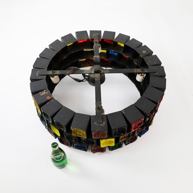 Felipe Derflingher 1970s Feders Brutalist Hand Blown Glass Chandelier For Sale - Image 4 of 6