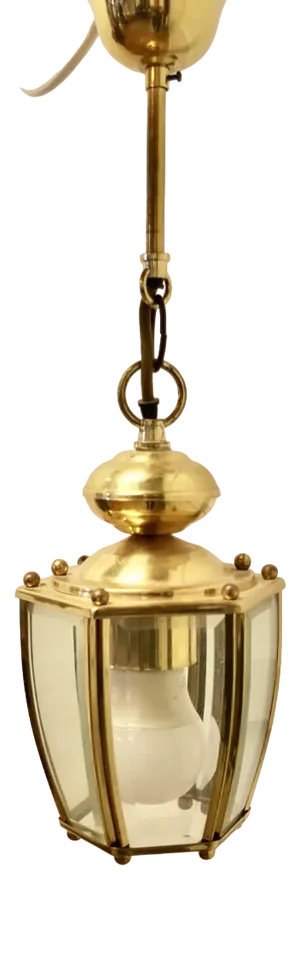 Art Deco Style Brass and Glass Lanterns, 1950s, Set of 2
