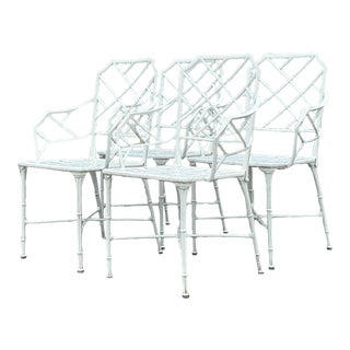 Vintage Costal “Calcutta” Cast Aluminum Dining Chairs After Brown Jordan - Set of 4 For Sale