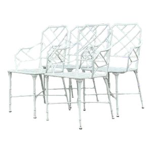 Vintage Costal “Calcutta” Cast Aluminum Dining Chairs After Brown Jordan - Set of 4