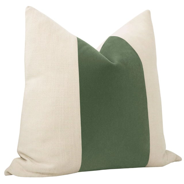 Contemporary 22" Patina Mohair Panel + Linen Pillows - a Pair For Sale - Image 3 of 6