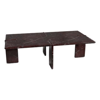Luna Rectangular Elazig Cherry Marble Coffee Table 55" For Sale
