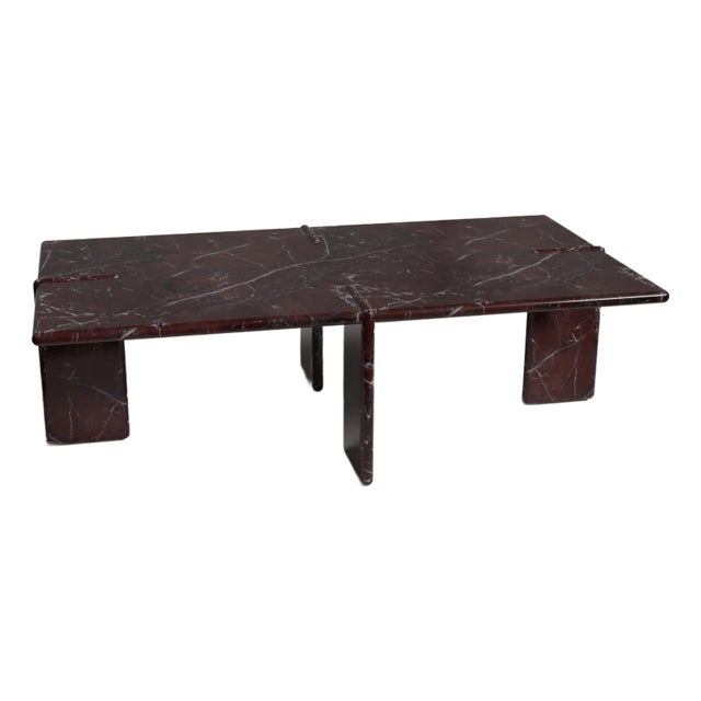 Luna Rectangular Elazig Cherry Marble Coffee Table 55" For Sale