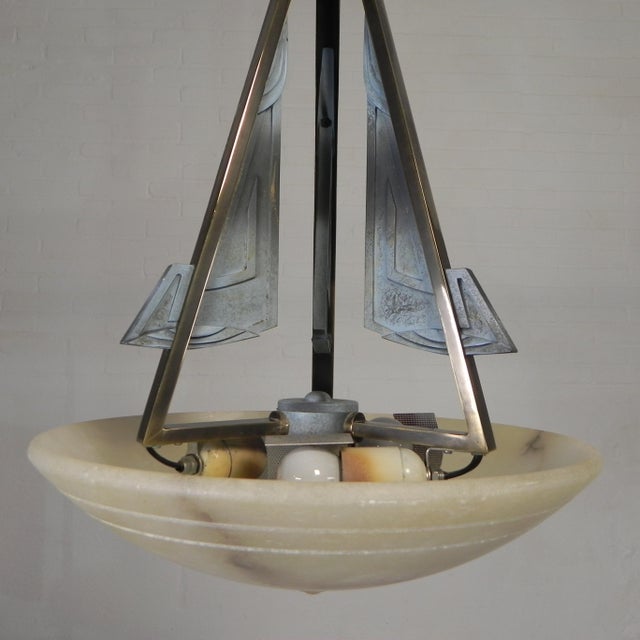 Art Deco Style Pendant Lamp with Alabaster Bowl, 1980s For Sale - Image 12 of 18