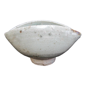 Chinese Song Yuan Rustic Style Celadon Incised Floral Oblong Pottery Bowl