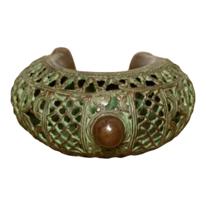Antique Verdigris Copper African Currency Anklet