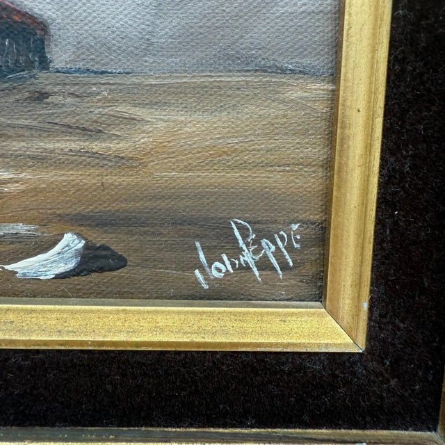 Pair Vintage Framed Winter Landscape Oil Paintings Signed John Peppe For Sale - Image 11 of 16