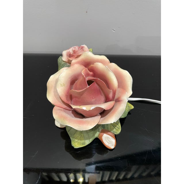 Vintage 1970s Floral Ceramic Nightlight, Hand-Painted Rose Motif. For Sale - Image 4 of 8