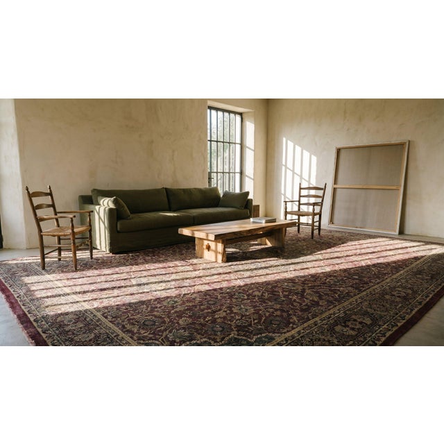 Brilliantly Wine Red Color With Great Medallion and Florid Design Antique Indian Agra Rug For Sale - Image 10 of 11